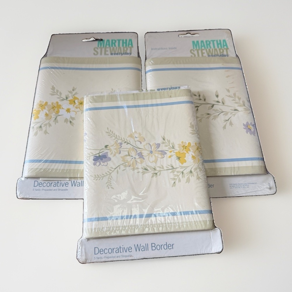 Vintage Martha Stewart 1999 Decorative "Poppy Bouquet" Wall Border 3 Pack